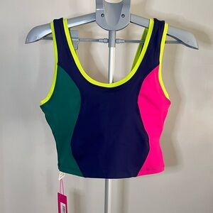 NWT Terez TLC Princess Seam Colorblock Crop Top, Size M